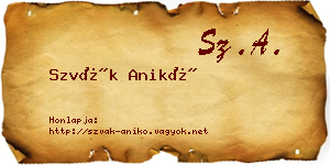 Szvák Anikó névjegykártya